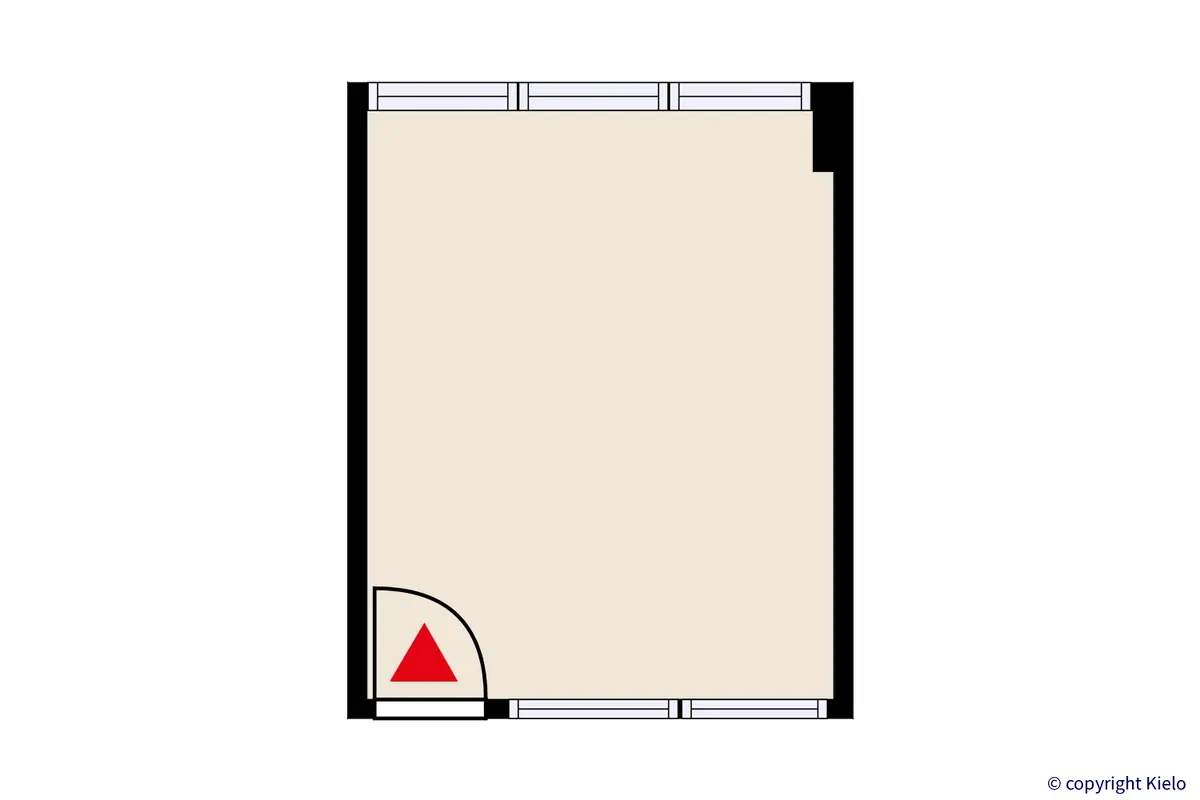 Jyväskylän Piippukatu 11. 4. kerroksen 16 m2 toimistotilan pohjakuva.