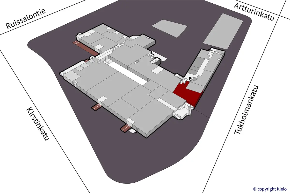 Saippua Center ensimmäisen kerroksen 145,8 m2 toimistotilan sijaintikuva.
