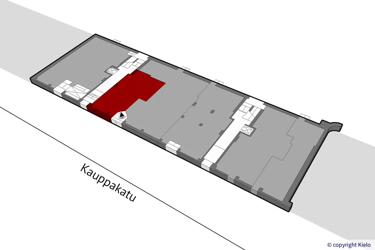Jyväskylän Kauppakatu 18 C, 1. kerroksen 72 m2 toimitilan sijaintikuva.
