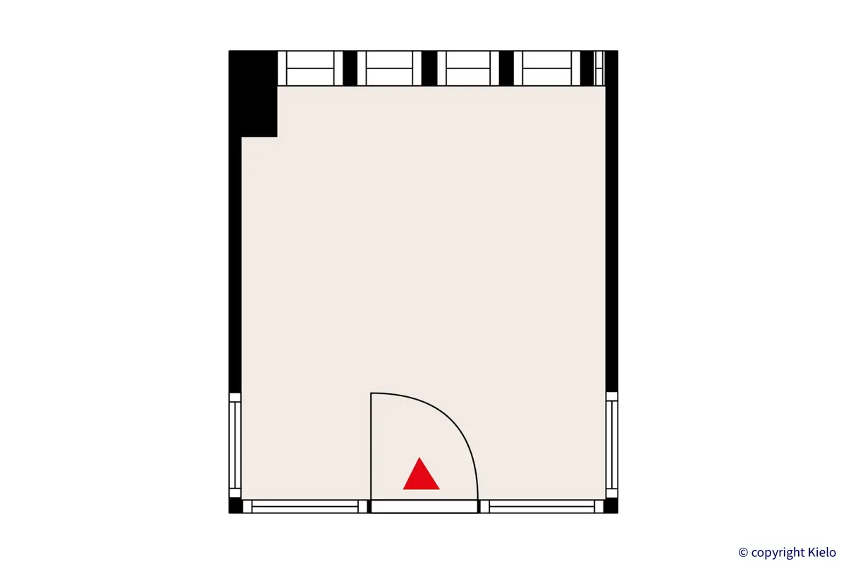 Voudintie 4, Oulu, 1. kerroksen 9,5 m2 toimitilan pohjakuva.